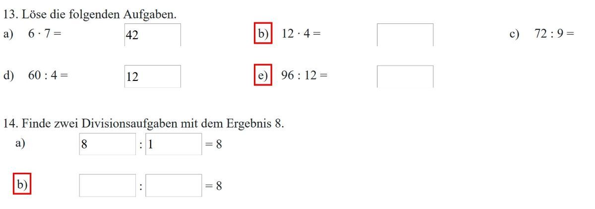 Aufgaben zur Multiplikation und Division